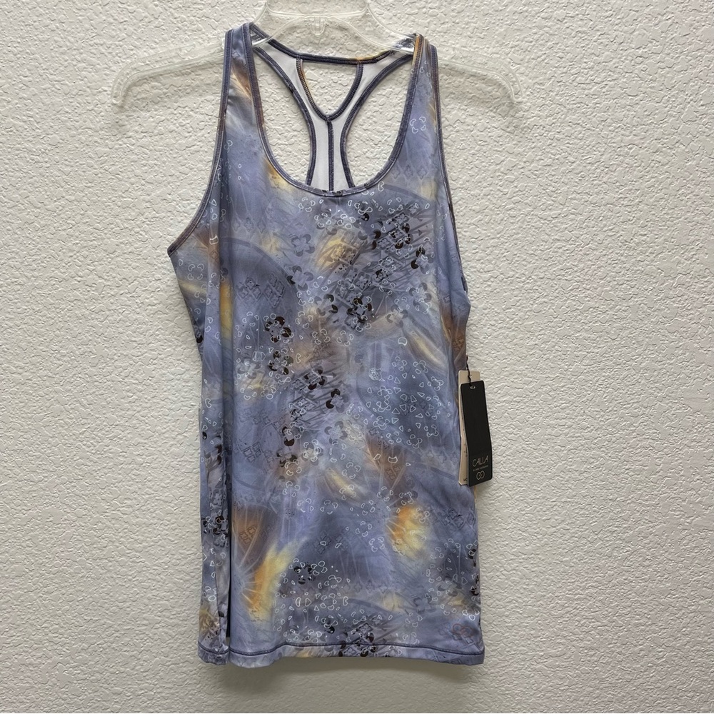 Calia by Carrie Underwood Womens Medium Move Tank Top Urban Mosaic NWT Blue Gray